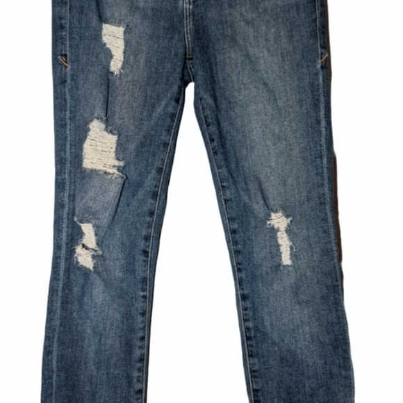 Good American Good Waist High Rise Frayed Fringe Distressed Hem Denim Jeans 4/27 - Picture 12 of 12